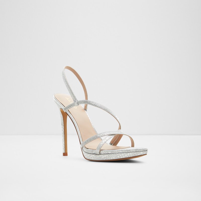 Aldo sandale na visoku petu RESURGE SYN METALLIC - srebrna 4