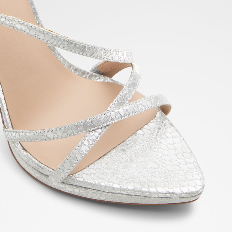Aldo sandale na visoku petu RESURGE SYN METALLIC - srebrna 5
