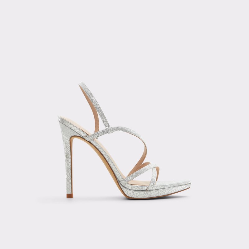 Aldo sandale na visoku petu RESURGE SYN METALLIC - srebrna 1