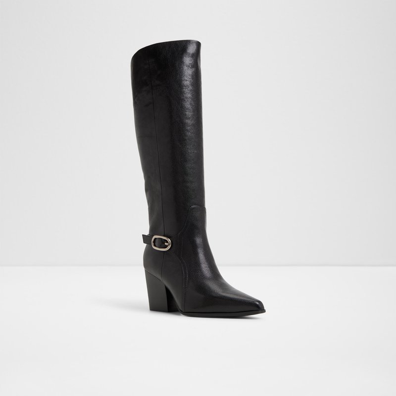 Aldo čizme do koljena SADDLE LEA SHINY - crna 3