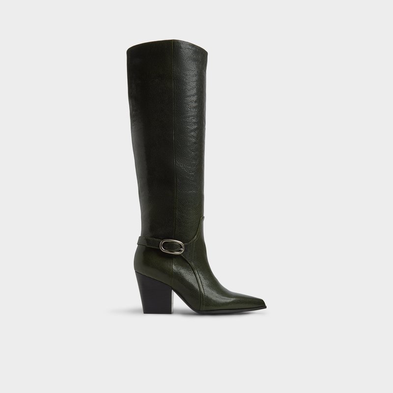 Aldo čizme do koljena SADDLE LEA SHINY - zelena 1