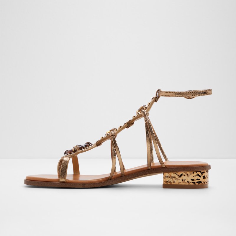 Aldo ravne sandale SANDJEWEL SYN METALLIC - zlatna 2