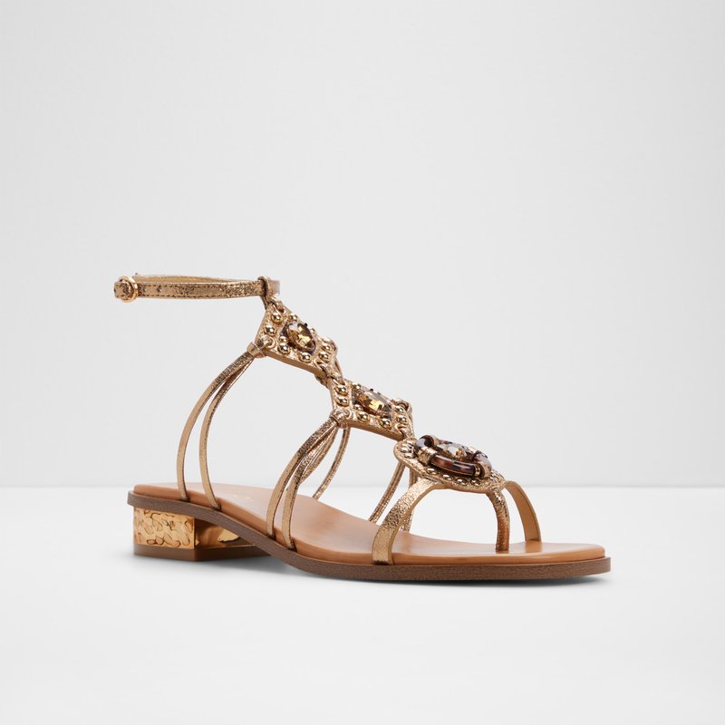 Aldo ravne sandale SANDJEWEL SYN METALLIC - zlatna 3