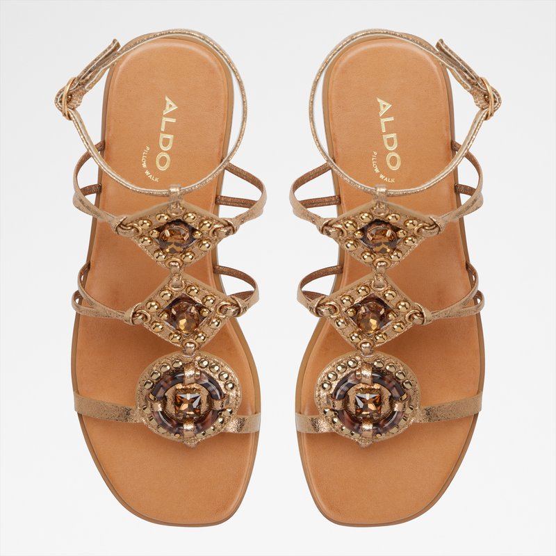 Aldo ravne sandale SANDJEWEL SYN METALLIC - zlatna 6