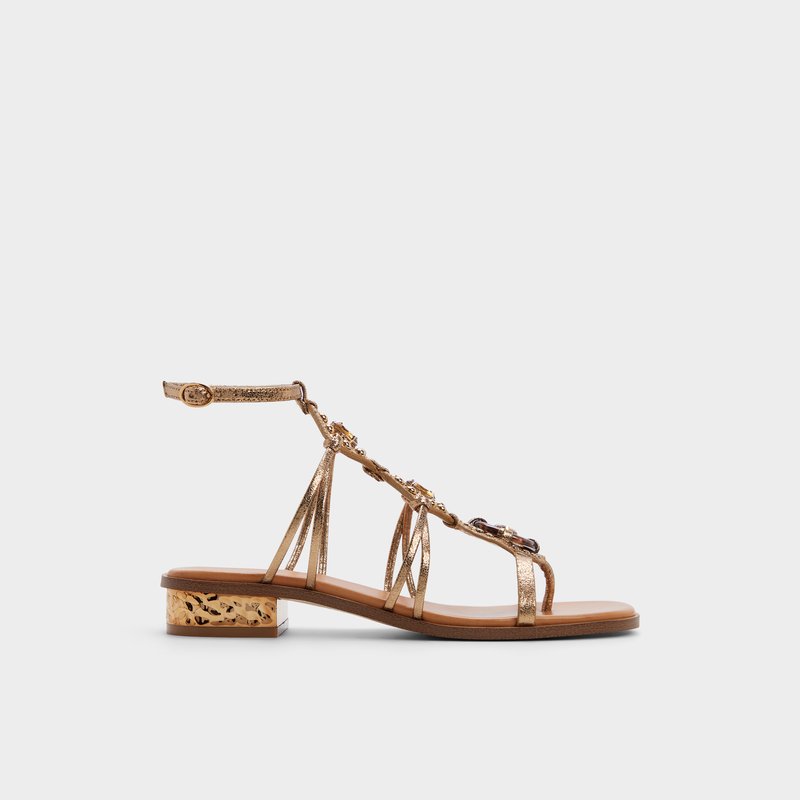 Aldo ravne sandale SANDJEWEL SYN METALLIC - zlatna 1