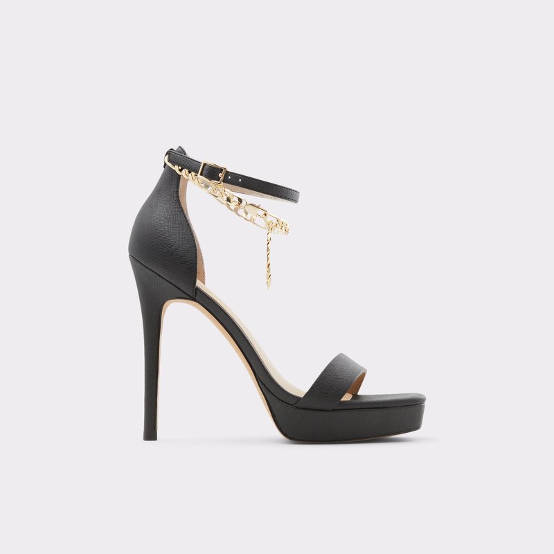 Aldo sandale na visoku petu SCARLETTCHAIN SYN SMOOTH - crna 1