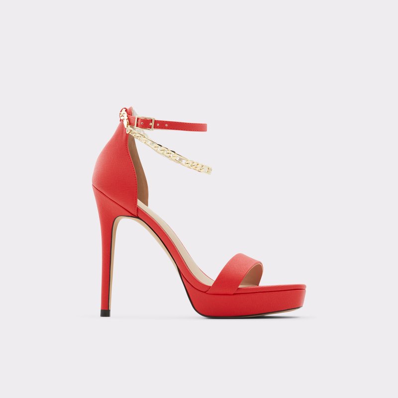 Aldo sandale na visoku petu SCARLETTCHAIN SYN SMOOTH - crvena 1