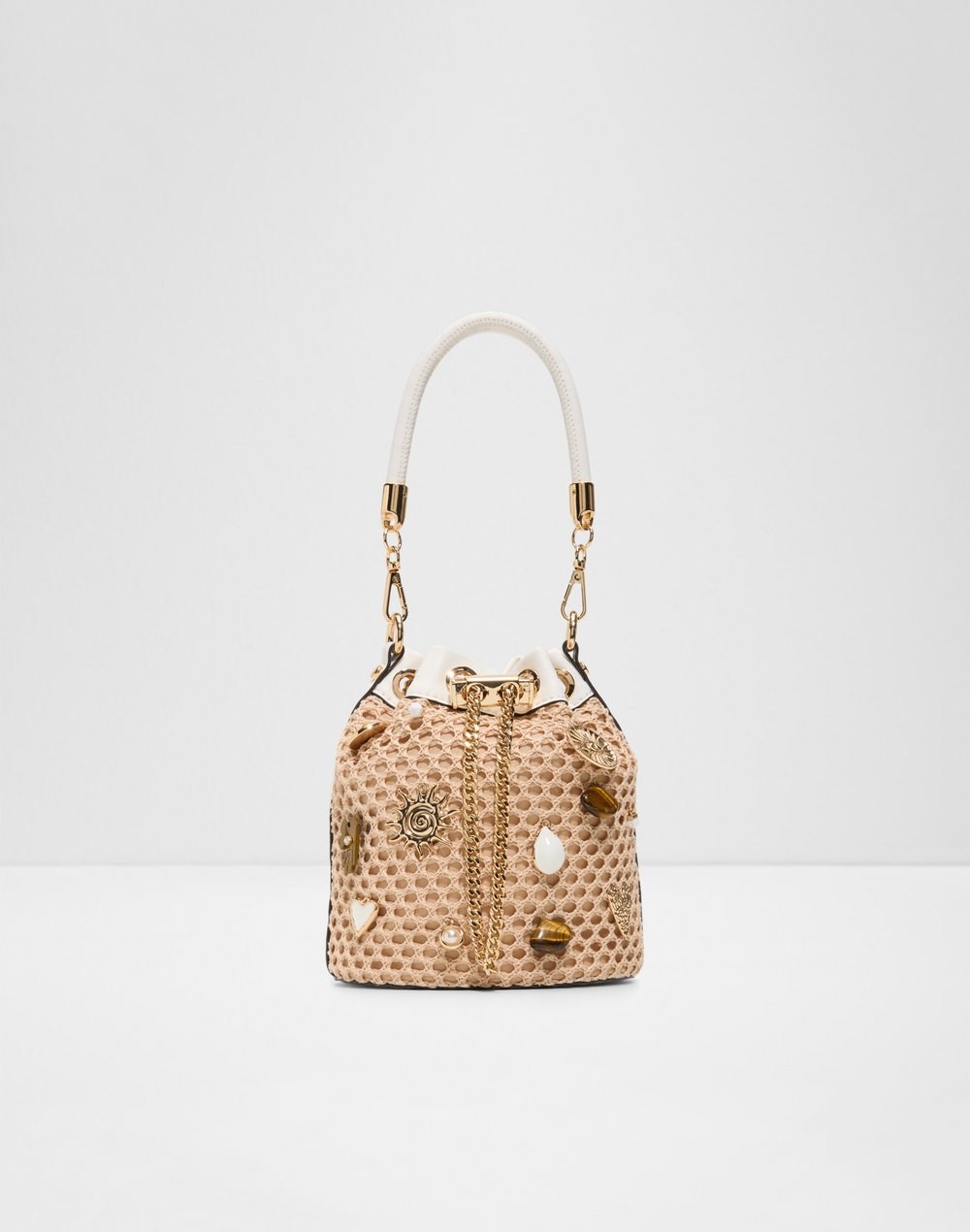 Aldo bucket torbica za nošenje u ruci ili na ramenu SHELLINA TEX MIX MAT - smeđa