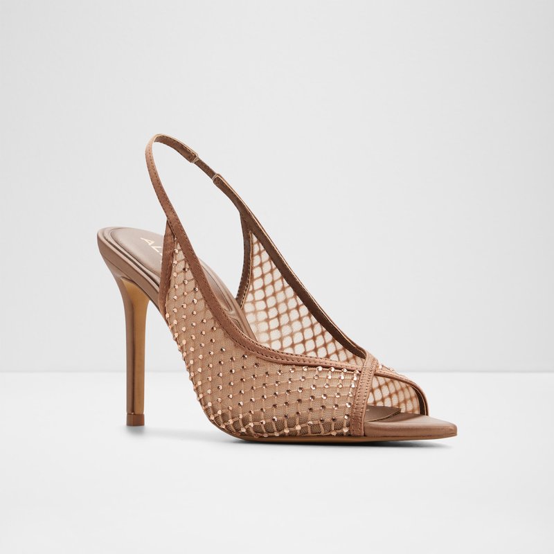 Aldo sandale na visoku petu SKOLAS TEX MESH - smeđa 3