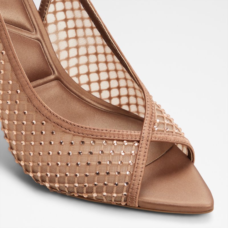 Aldo sandale na visoku petu SKOLAS TEX MESH - smeđa 4