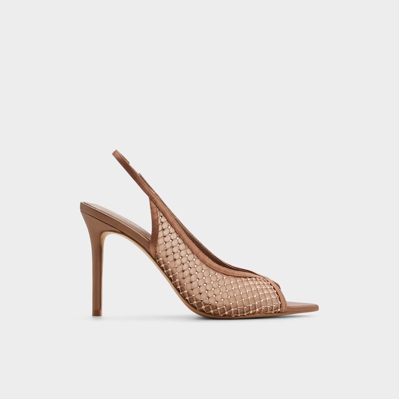 Aldo sandale na visoku petu SKOLAS TEX MESH - smeđa 1