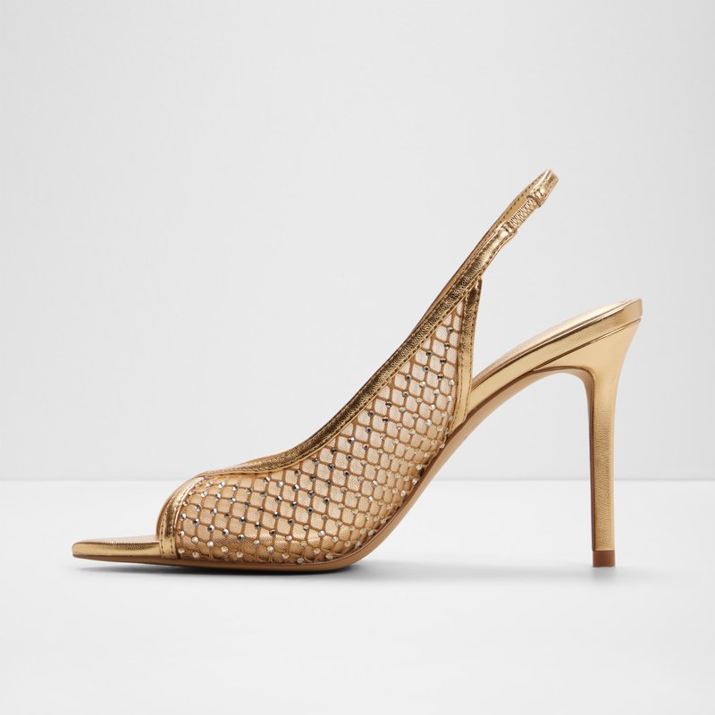 Aldo sandale na visoku petu SKOLAS TEX MESH - zlatna 2
