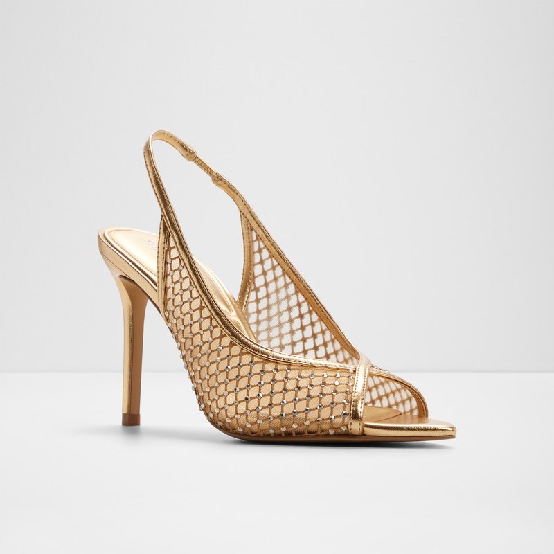 Aldo sandale na visoku petu SKOLAS TEX MESH - zlatna 4