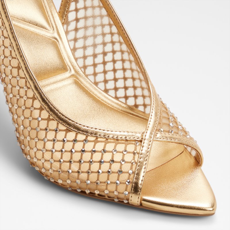 Aldo sandale na visoku petu SKOLAS TEX MESH - zlatna 6