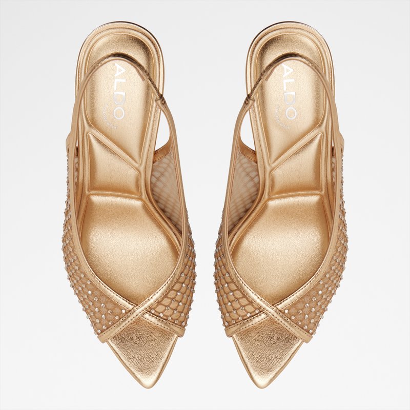 Aldo sandale na visoku petu SKOLAS TEX MESH - zlatna 5