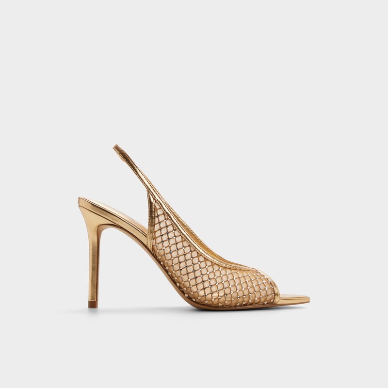 Aldo sandale na visoku petu SKOLAS TEX MESH - zlatna 1
