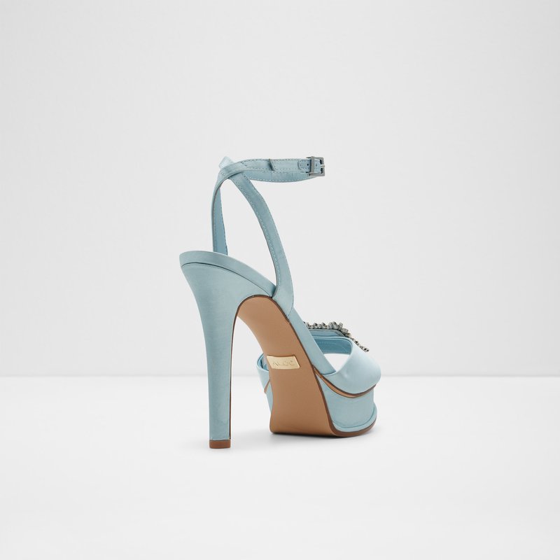 Aldo sandale na visoku petu SOLITAIRA TEX SATIN - plava 6