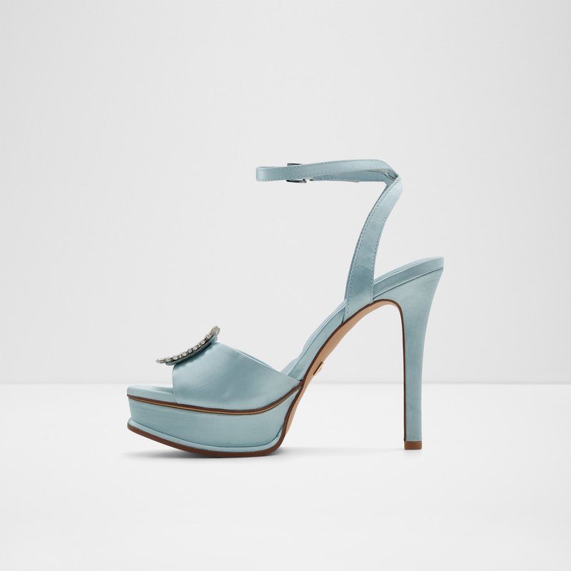 Aldo sandale na visoku petu SOLITAIRA TEX SATIN - plava 2