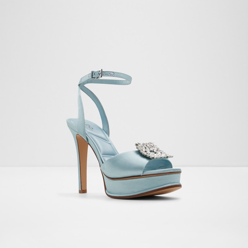 Aldo sandale na visoku petu SOLITAIRA TEX SATIN - plava 3