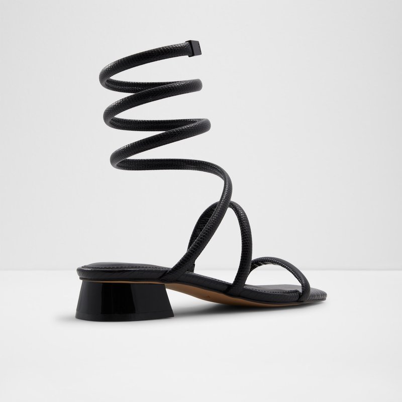 Aldo sandale na srednje visoku petu SPINNA SYN EMB LIZARD - crna 6