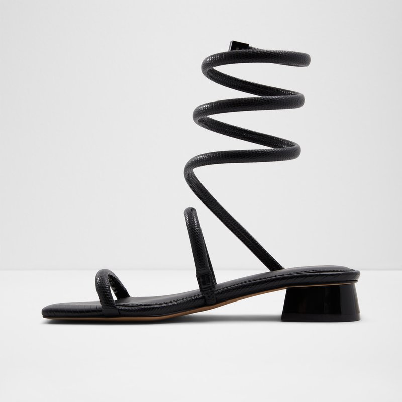 Aldo sandale na srednje visoku petu SPINNA SYN EMB LIZARD - crna 2