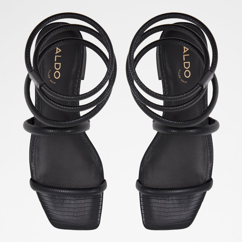 Aldo sandale na srednje visoku petu SPINNA SYN EMB LIZARD - crna 5