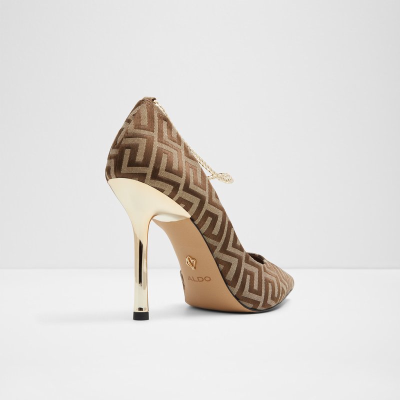 Aldo cipele na visoku petu TANZY TEX JACQUARD - smeđa