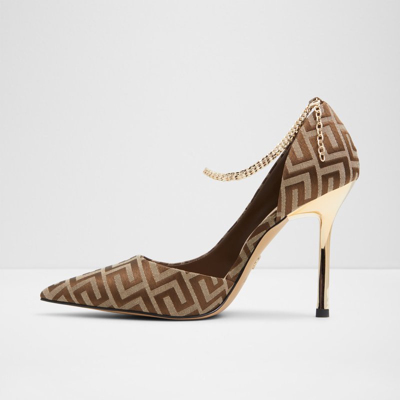 Aldo cipele na visoku petu TANZY TEX JACQUARD - smeđa