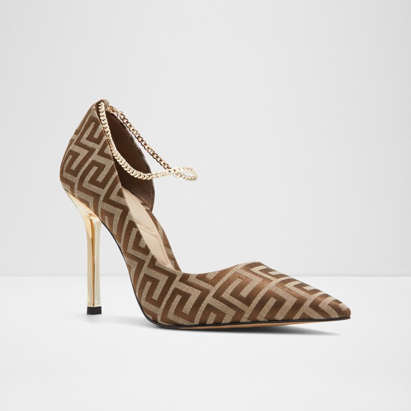 Aldo cipele na visoku petu TANZY TEX JACQUARD - smeđa