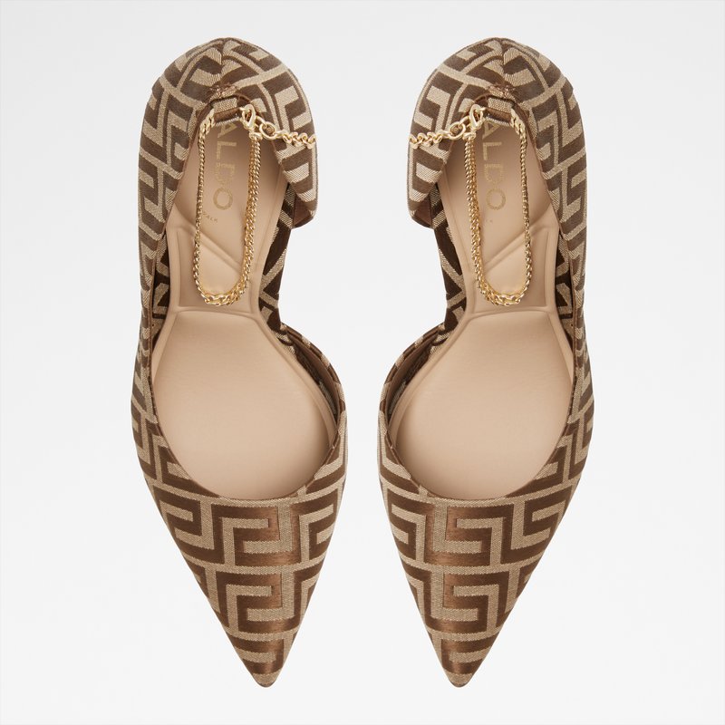 Aldo cipele na visoku petu TANZY TEX JACQUARD - smeđa