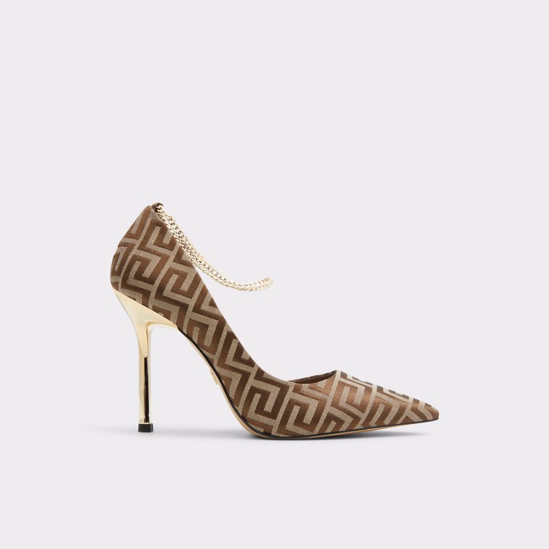 Aldo cipele na visoku petu TANZY TEX JACQUARD - smeđa