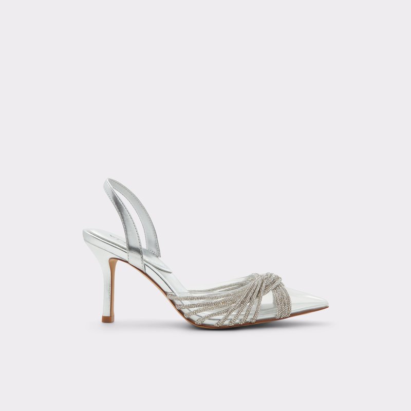 Aldo sandale na visoku petu THUBETH SYN MIX MAT - srebrna