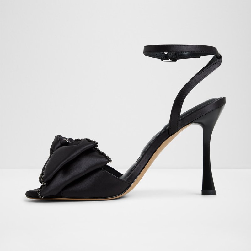 Aldo sandale na visoku petu TINSEL TEX SATIN - crna 3