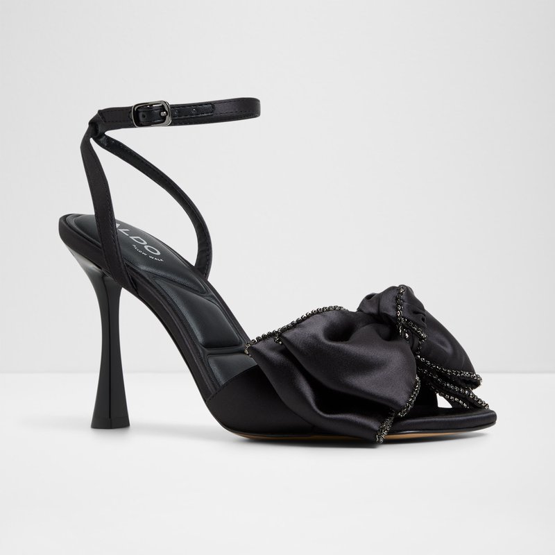 Aldo sandale na visoku petu TINSEL TEX SATIN - crna 4