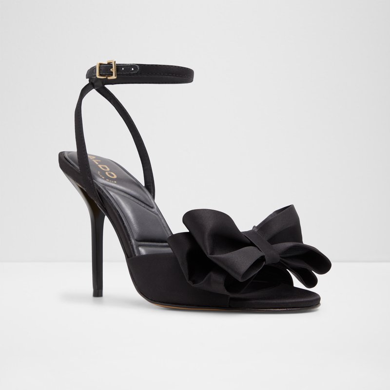 Aldo sandale na visoku petu TINSLETTA TEX SATIN - crna 4