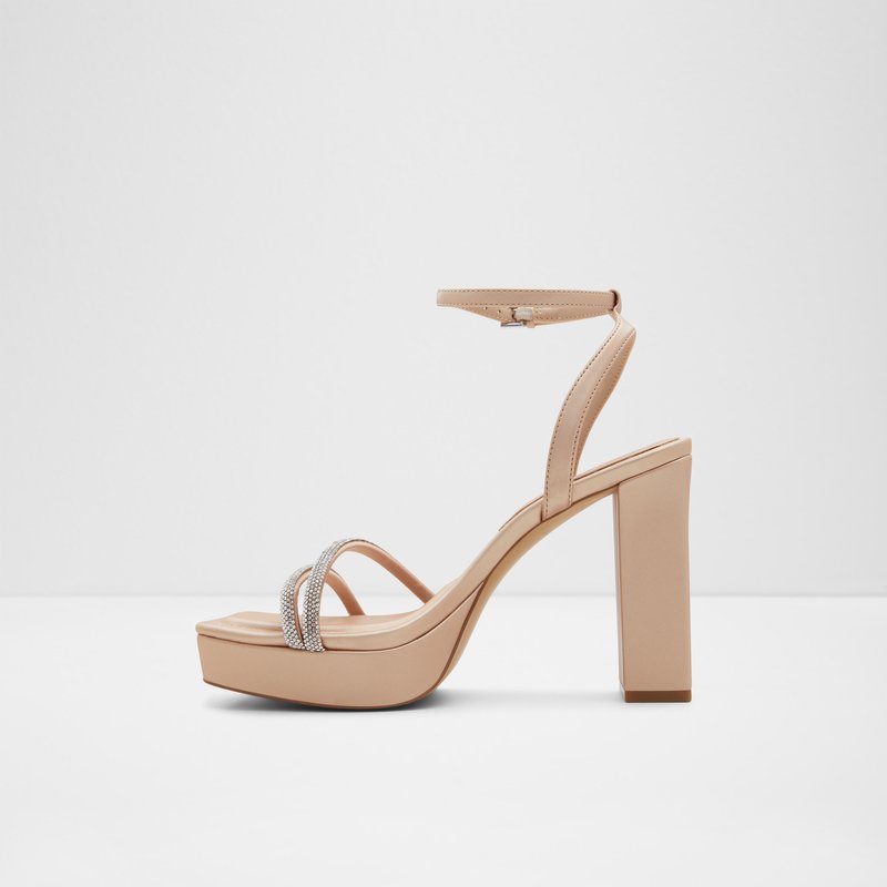 Aldo sandale na visoku petu TINTIN SYN MIX MAT - bež 2