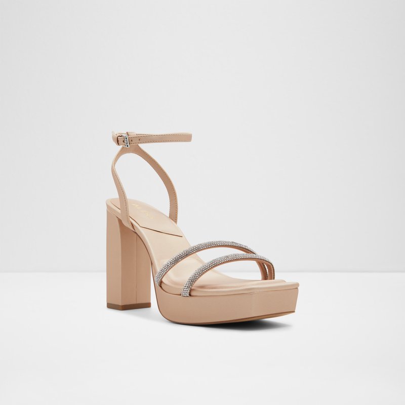 Aldo sandale na visoku petu TINTIN SYN MIX MAT - bež 3