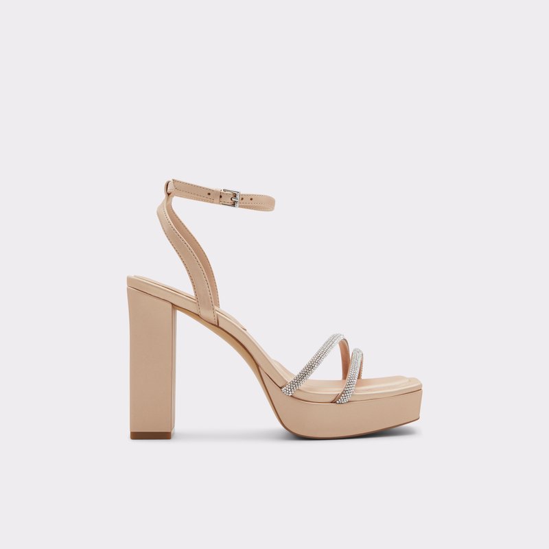 Aldo sandale na visoku petu TINTIN SYN MIX MAT - bež 1