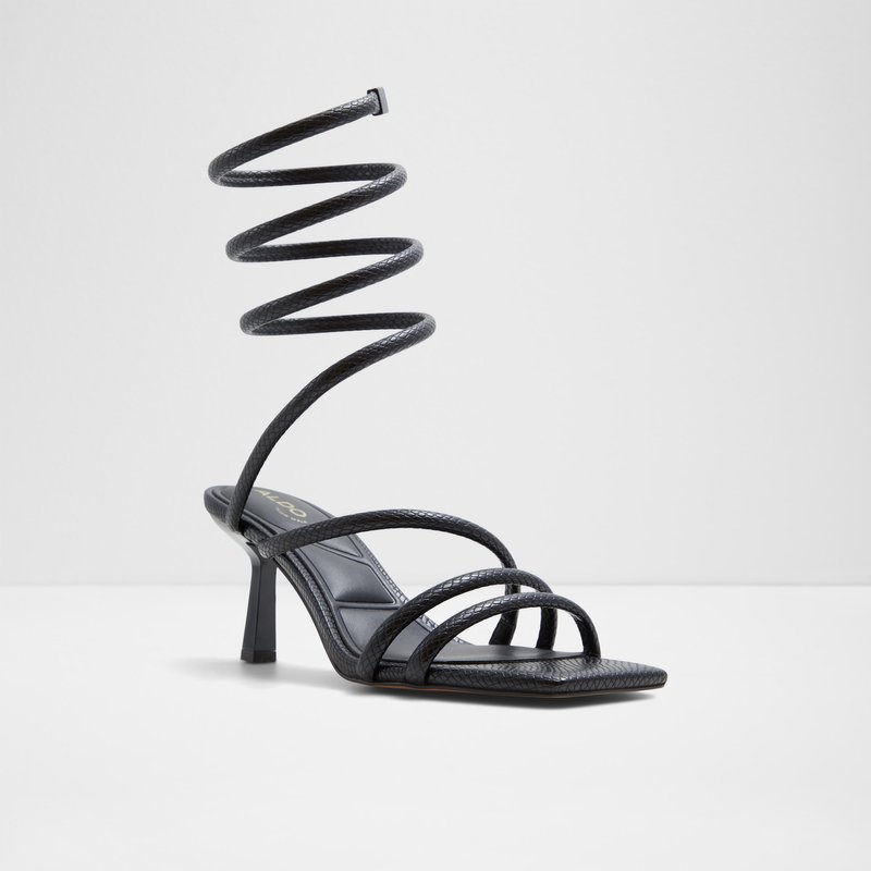 Aldo sandale na srednje visoku petu TWIRLY SYN EMB SNAKE - crna 3