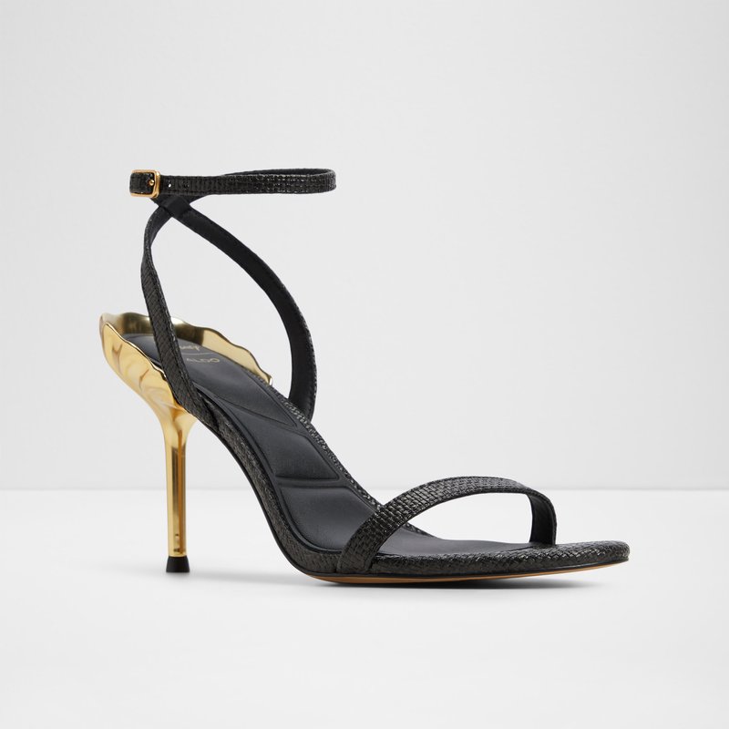 Aldo disney x aldo sandale na visoku petu URSULAHEEL TEX RAFFIA - crna 4