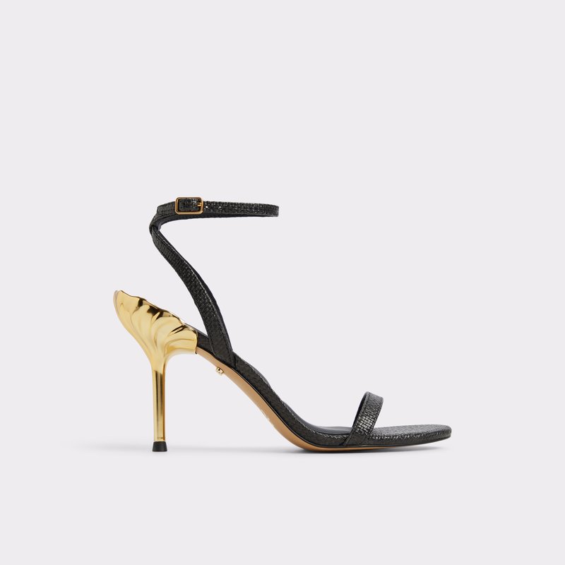 Aldo disney x aldo sandale na visoku petu URSULAHEEL TEX RAFFIA - crna 1