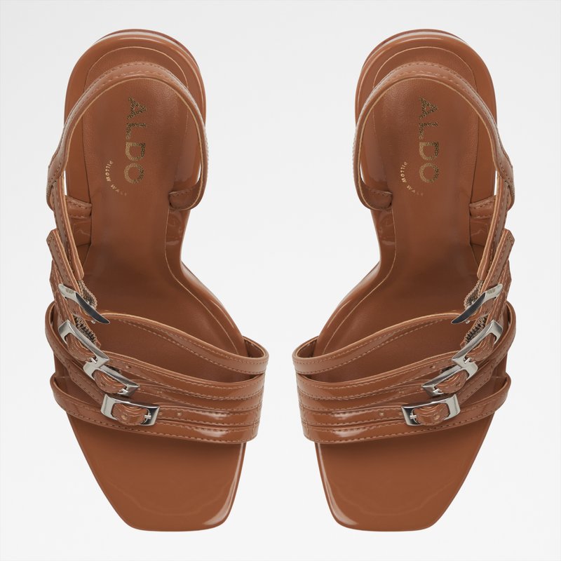 Aldo sandale na visoku petu XARA SYN PATENT - smeđa 6